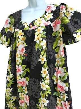 Vintage Made in Hawaii Muu Muu House Maxi Dress Sweetheart Poof Short Sleeve 2XL